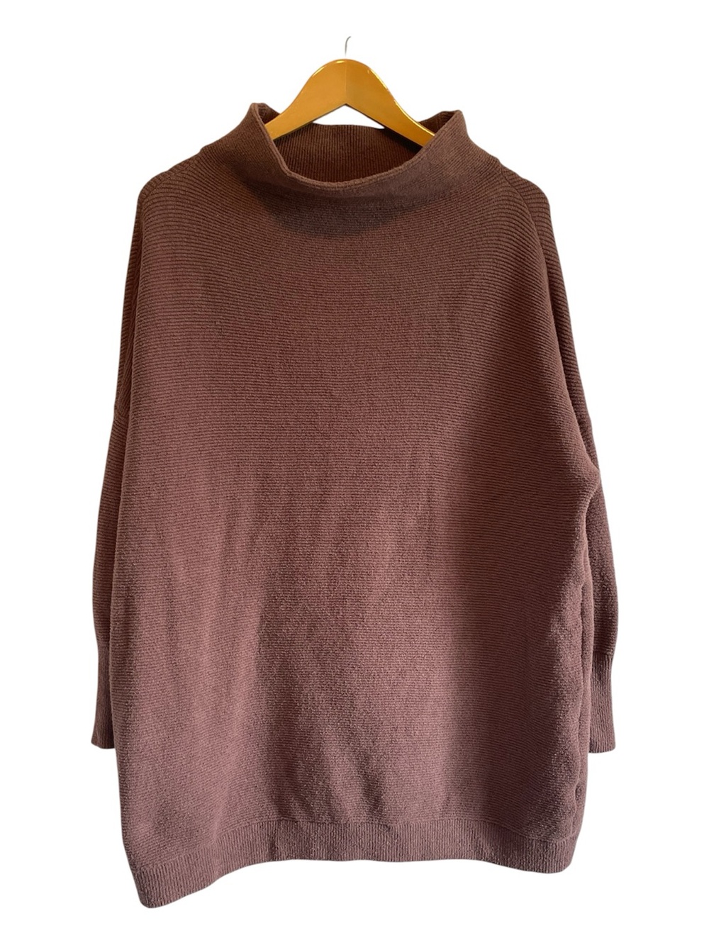 Free People Ottoman Sweater Mauve Mock Neck Knit Oversized Slouchy Large
